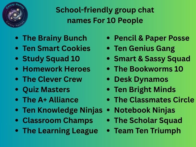 School-friendly group chat names For 10 People
