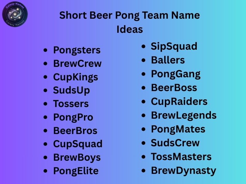 Short Beer Pong Team Name Ideas