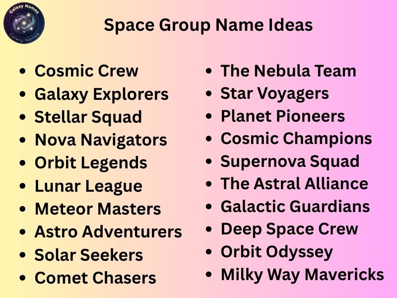 Space Group Name Ideas