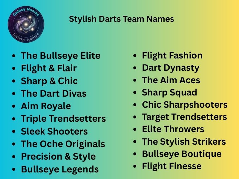 Stylish Darts Team Names