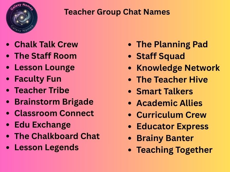 Teacher Group Chat Names
