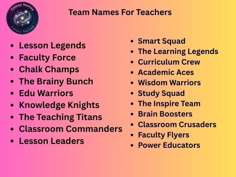 Team Names For Teachers