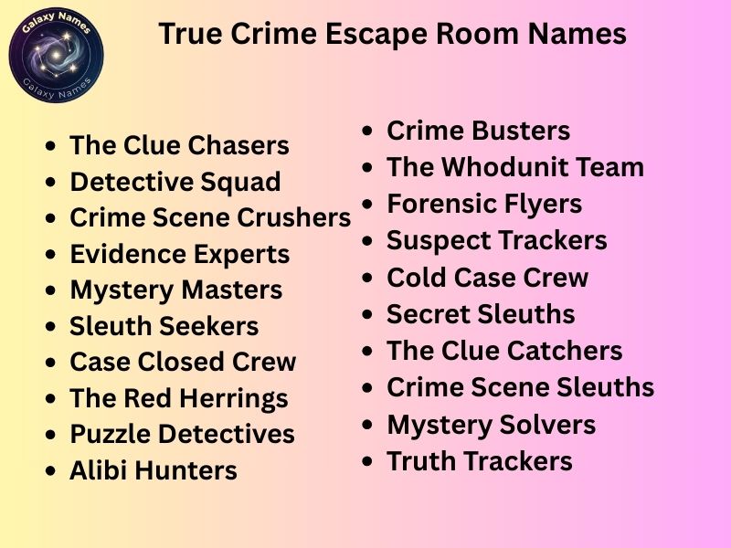 True Crime Escape Room Names