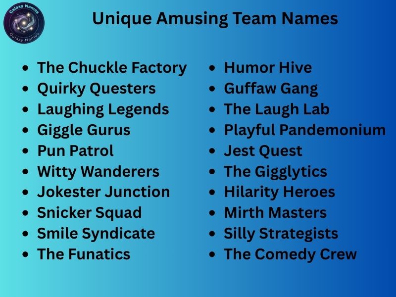 Unique Amusing Team Names