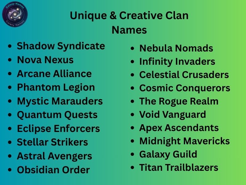 Unique & Creative Clan Names