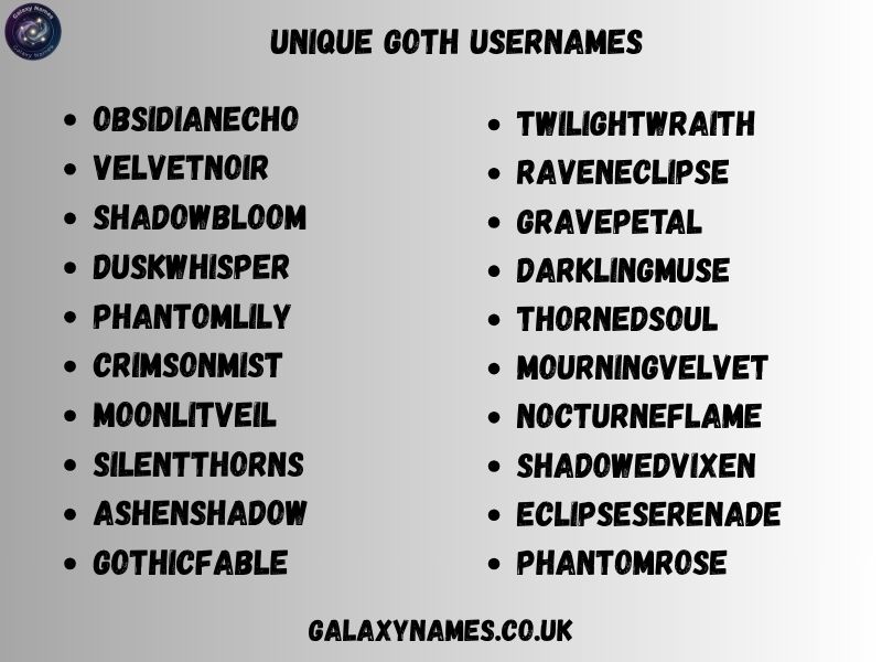 Unique Goth Usernames