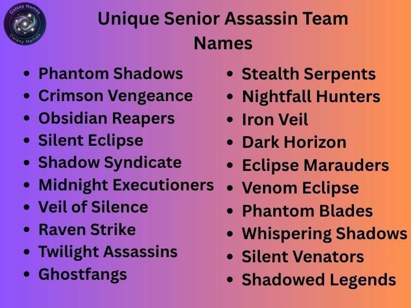 Unique Senior Assassin Team Names