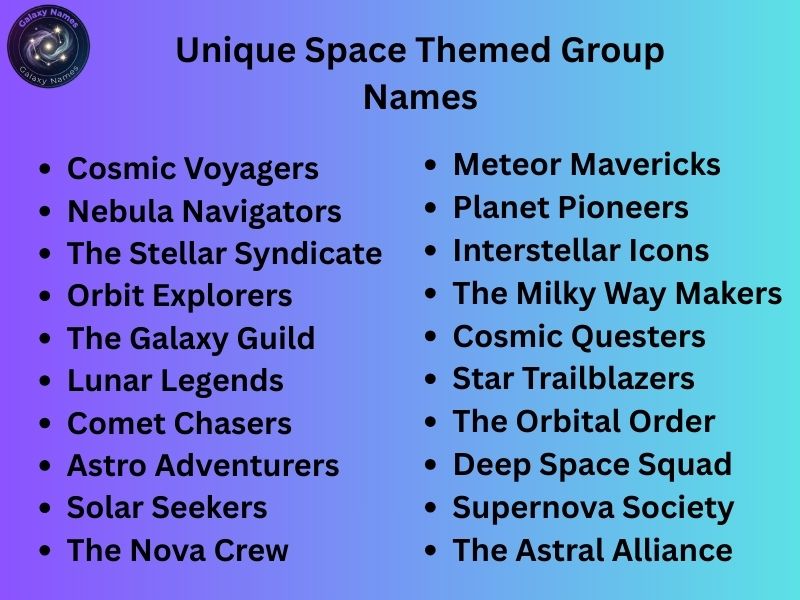 Unique Space Themed Group Names