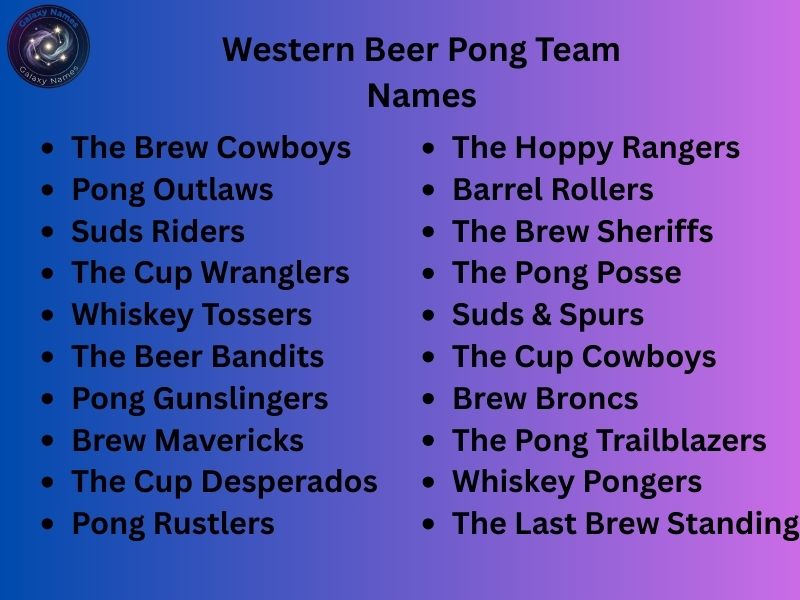 Western Beer Pong Team Names
