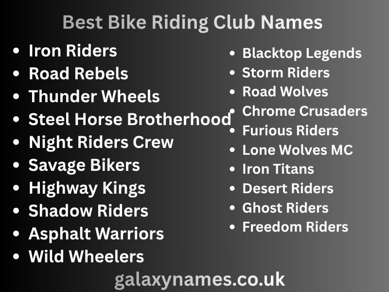 Best Bike Riding Club Names 