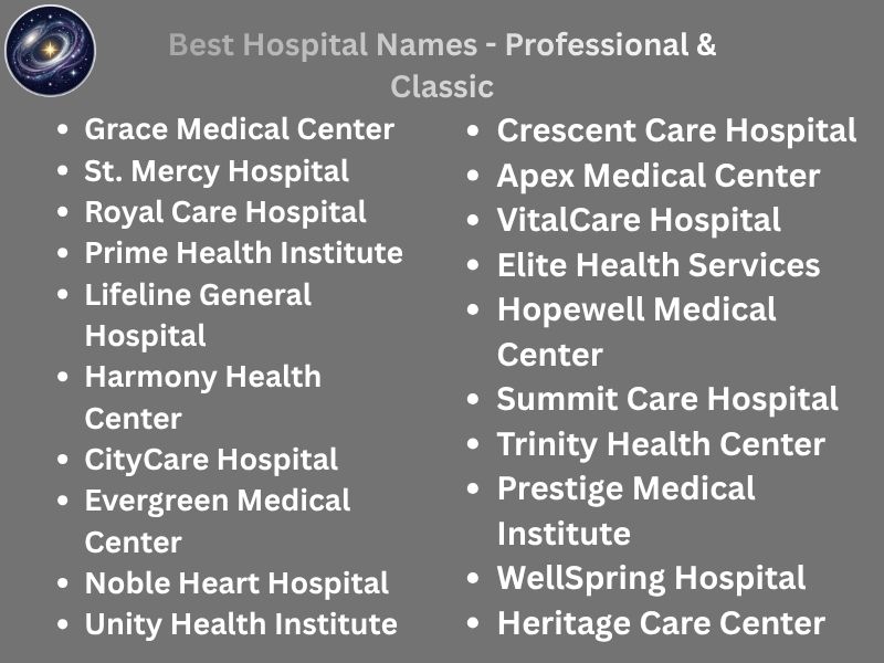 Best Hospital Names - Professional & Classic