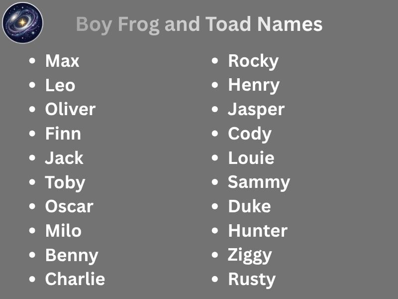 Boy Frog and Toad Names