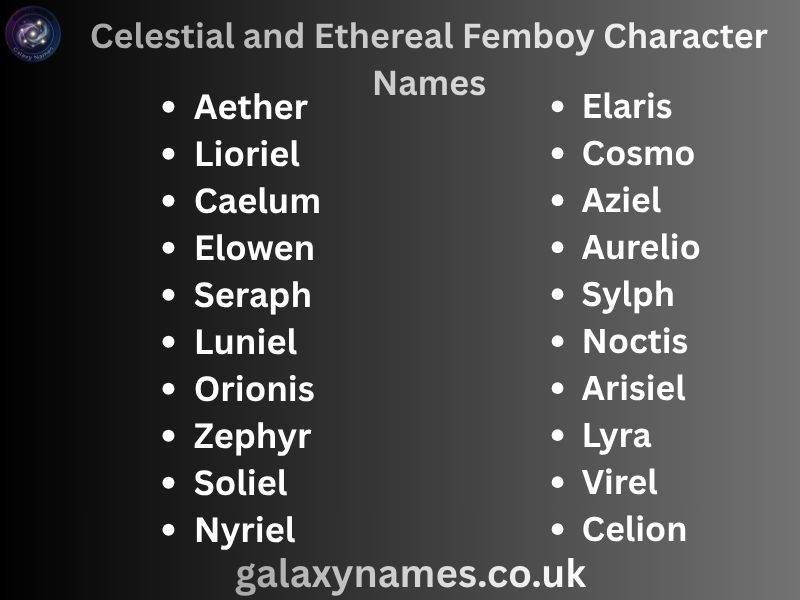 Celestial and Ethereal Femboy Character Names