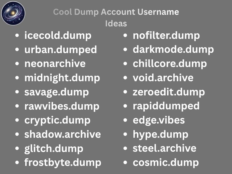 Cool Dump Account Username Ideas