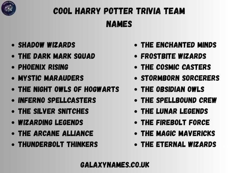 Cool Harry Potter Trivia Team Names