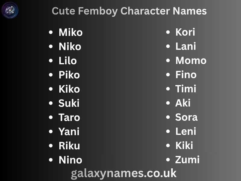 Cute Femboy Character Names