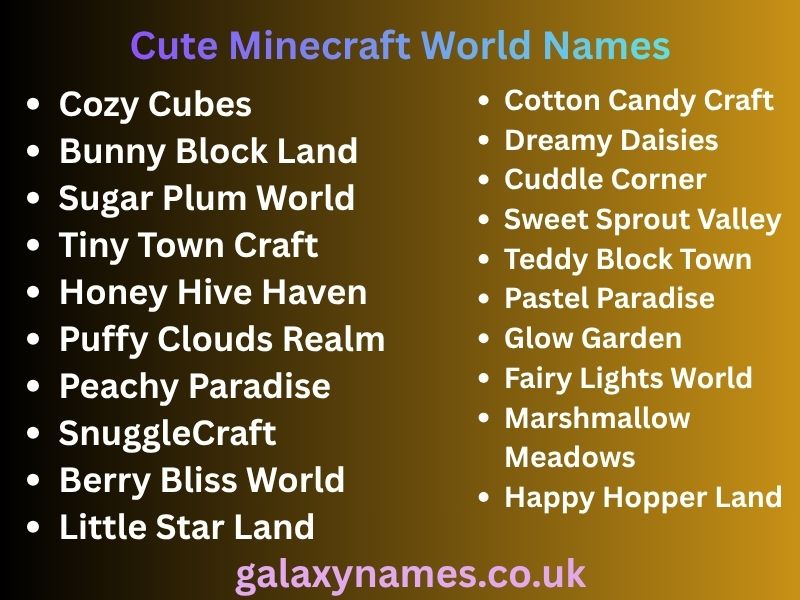 Cute Minecraft World Names