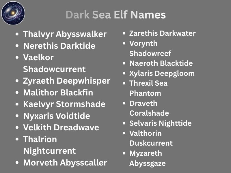 Dark Sea Elf Names