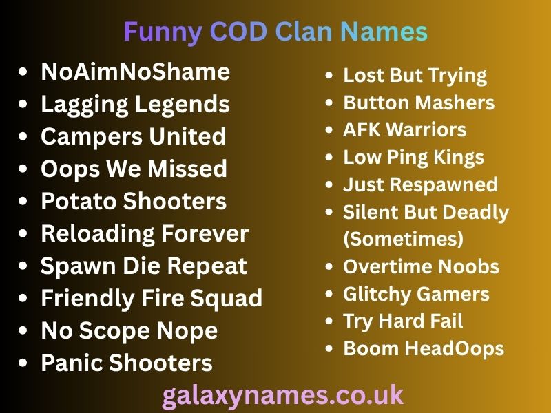 Funny COD Clan Names