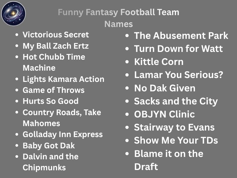 Funny Fantasy Football Team Names
