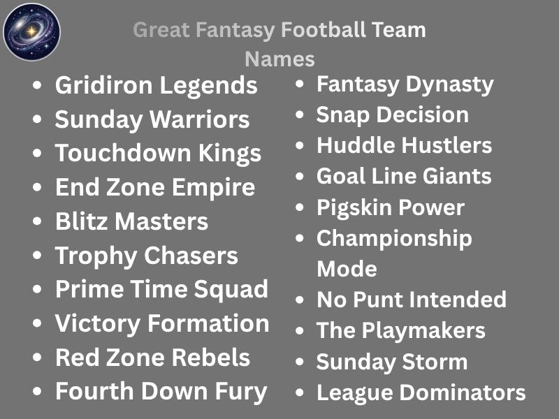 Great Fantasy Football Team Names