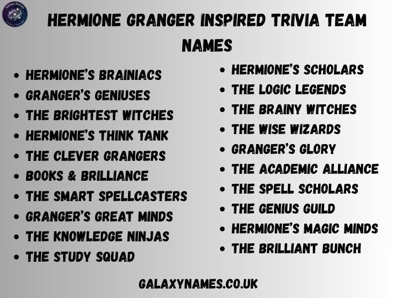 Hermione Granger Inspired Trivia Team Names