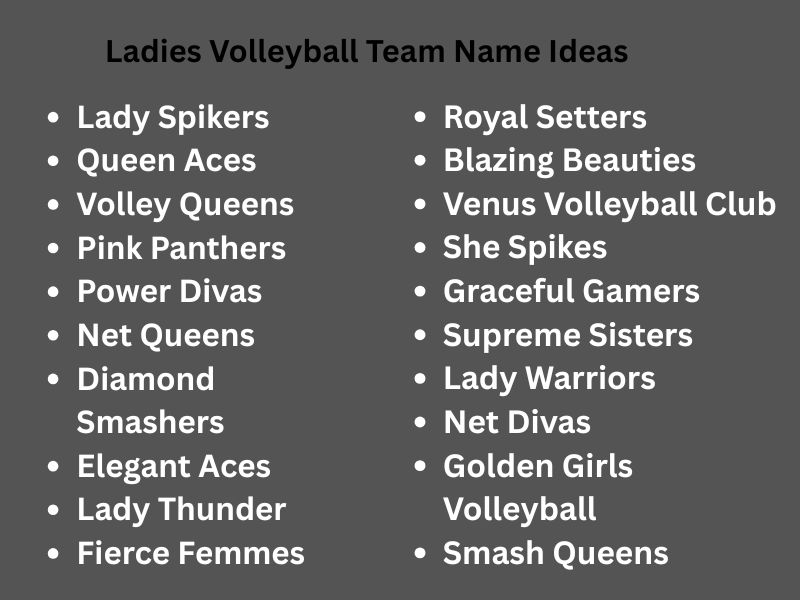Ladies Volleyball Team Name Ideas