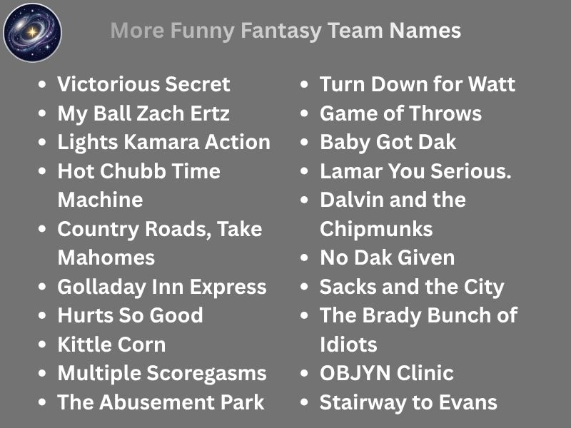 More Funny Fantasy Team Names