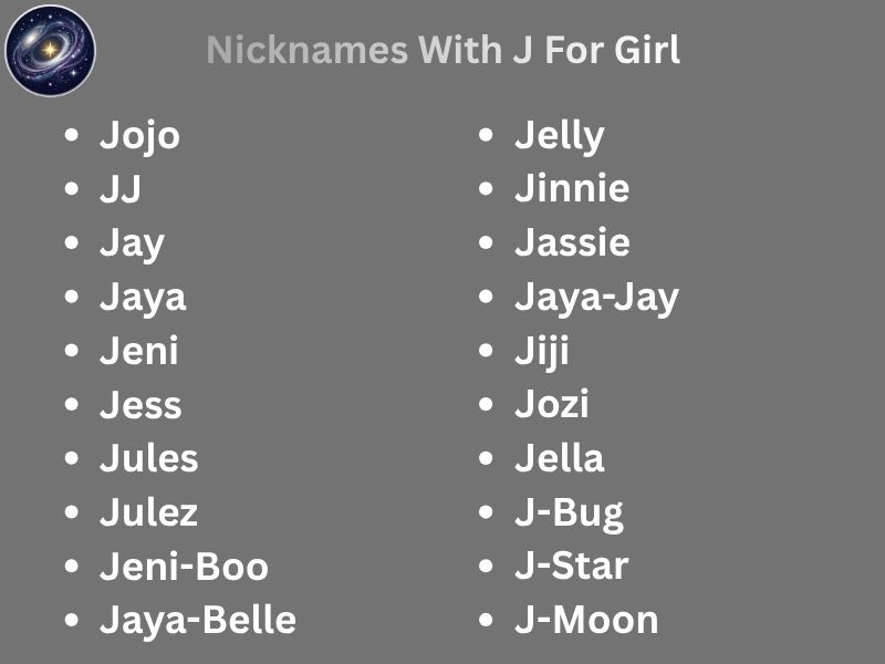 Nicknames With J For Girl