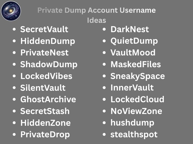Private Dump Account Username Ideas