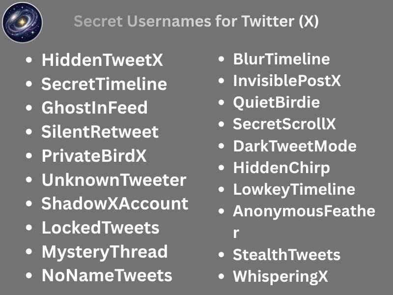 Secret Usernames for Twitter (X)