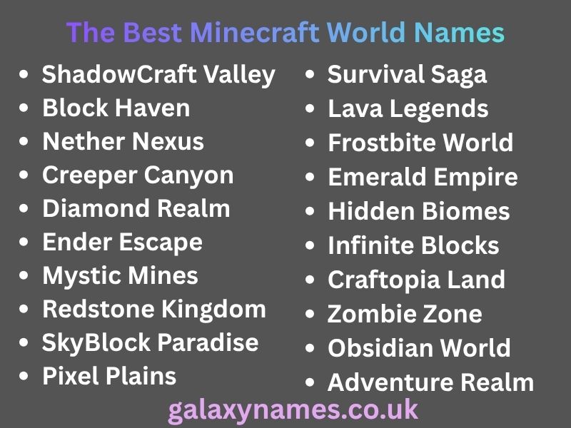 The Best Minecraft World Names