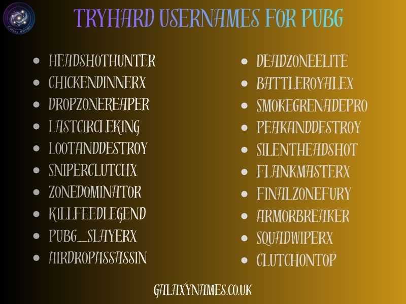 Tryhard Usernames for PUBG