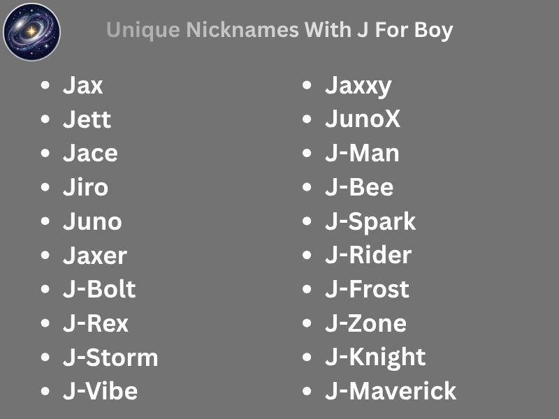 Unique Nicknames With J For Boy