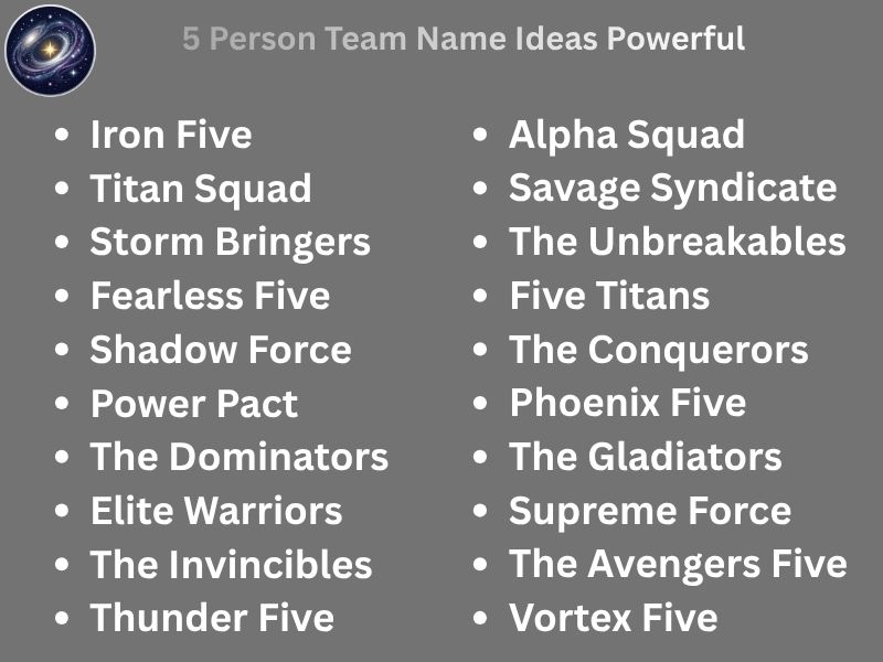 5 Person Team Name Ideas Powerful