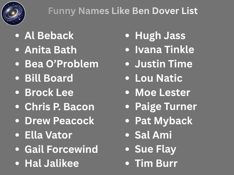 Funny Names Like Ben Dover List
