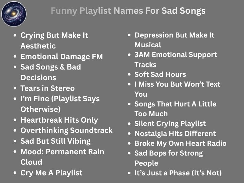 Funny Playlist Names For Sad Songs