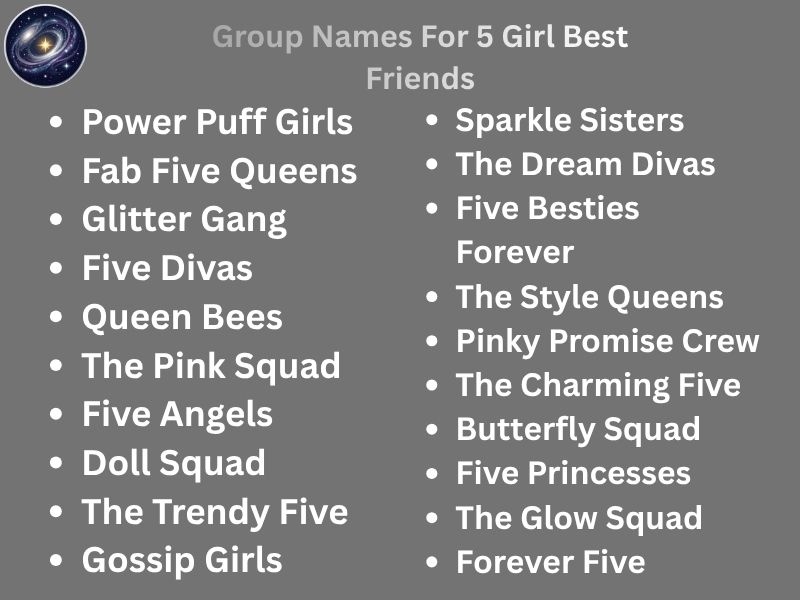 Group Names For 5 Girl Best Friends
