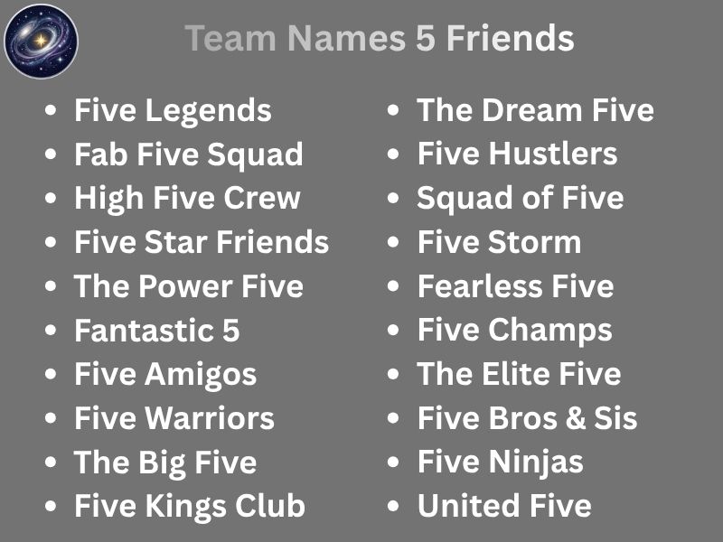 Team Names 5 Friends