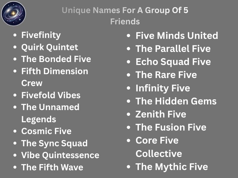 Unique Names For A Group Of 5 Friends